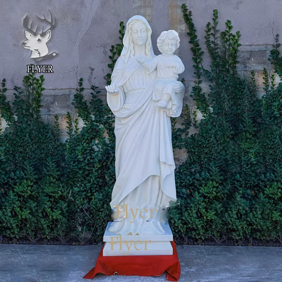 실물 크기 카톨릭 예수 동상 흰색 대리석 그리스도 예수와 성모 마리아 대리석 동상