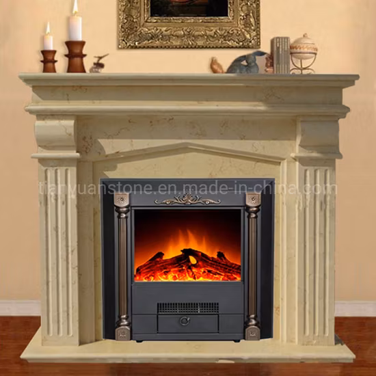 Stone Electric Fireplace Mantel with Marble Granite Limestone Sandstone