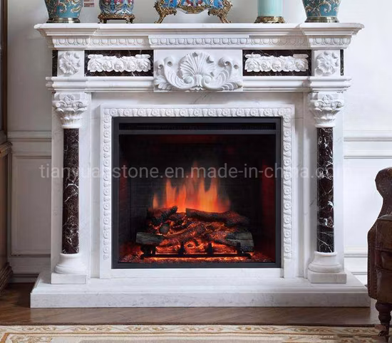 Stone Electric Fireplace Mantel with Marble Granite Limestone Sandstone