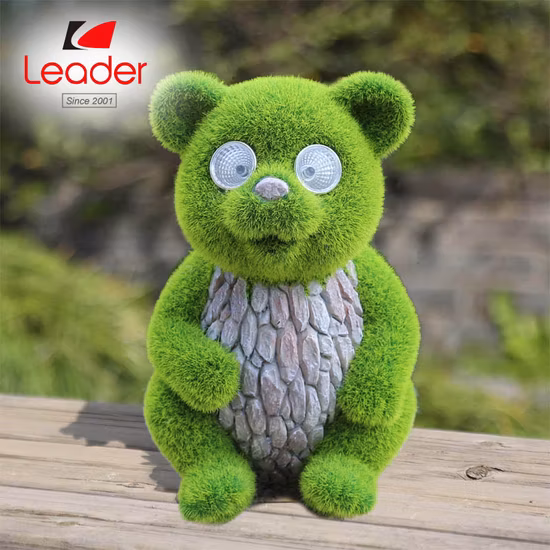 LED 눈을 가진 공장 도매 태양 곰 동상, 태양 빛을 가진 무리를 짓는 잔디 곰 입상