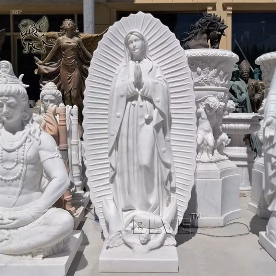 주문 실물 크기 종교적인 마리아 돌 Virgen De Guadalupe 조각품 대리석 성모 마리아 동상